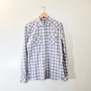 Diesel Mens Light Grey Check Button Shirt L